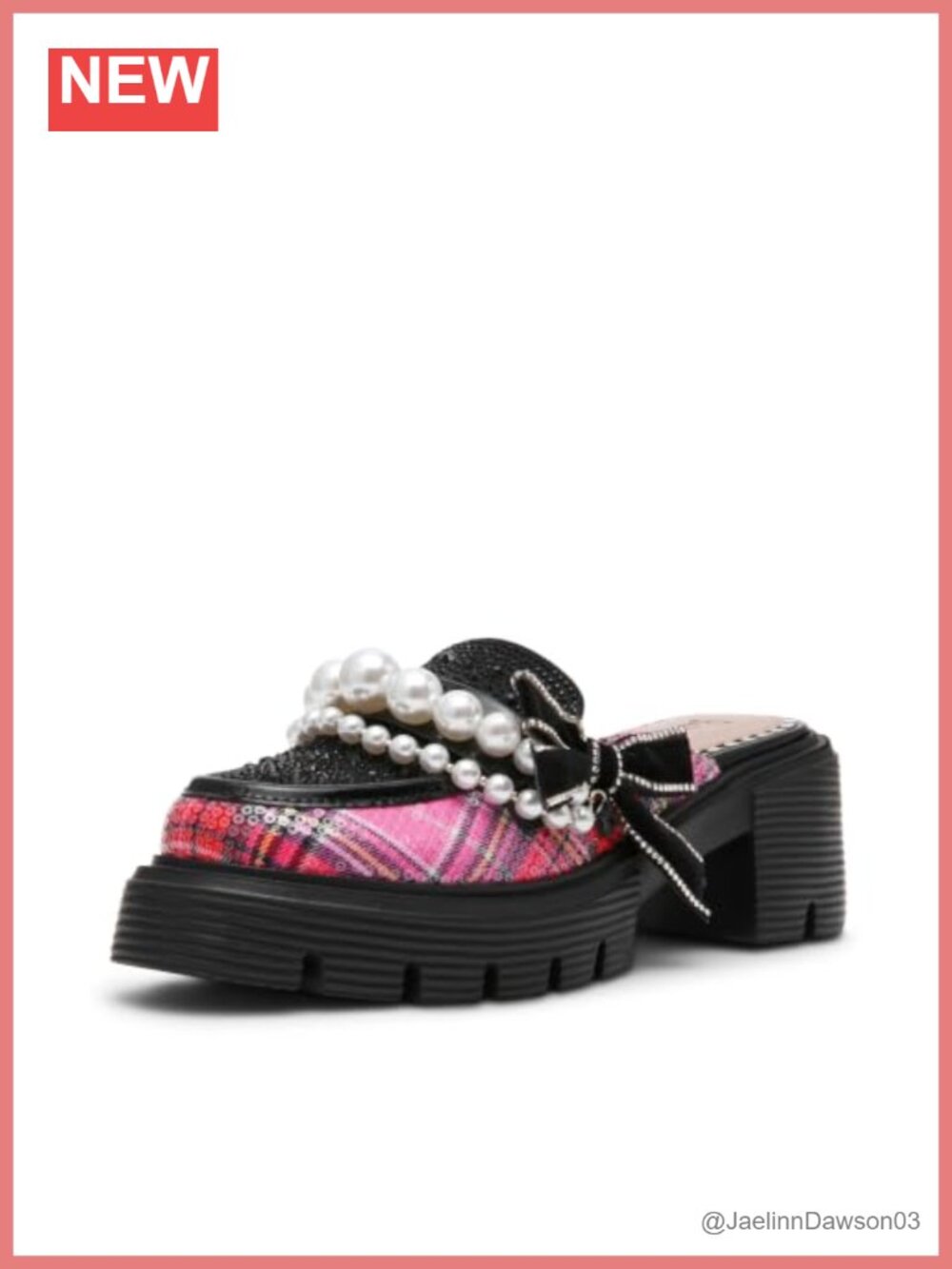 Fabric Upper PU Mule Round Toe Block Heel Slip-On